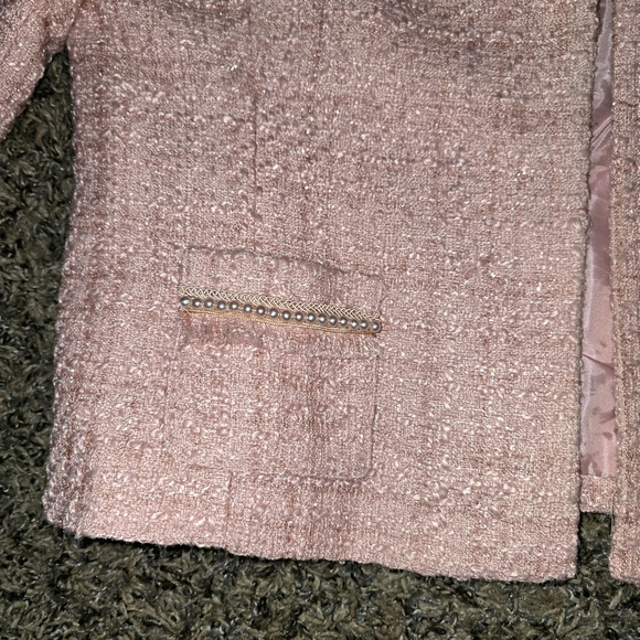 Tahari Arthur S. Levine Petite 12P Pink Tweed Embellished Jacket - Picture 7 of 7